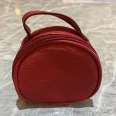 赤　丸型　アクセサリーケース　ジュエリーポーチ　ジュエリーケース　合成皮革