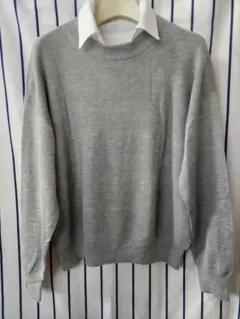 薄手ニット　グレー　つけ襟