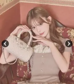 michellMacaronビジューキルティングマルチショルダー ピンクベージュ