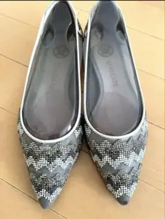 STACCATO フラットシューズ ビジュー メッシュ ポインテッドトゥのサムネイル