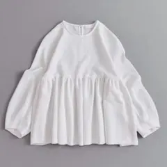 Ballsey ペプラムブラウス 白 36 半袖 ジャカード C961のサムネイル