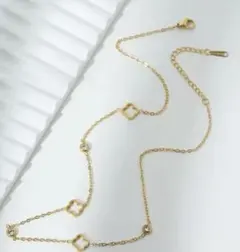 ネックレス 【大人気】 1粒czダイヤ✨ サージカルステンレス クローバー