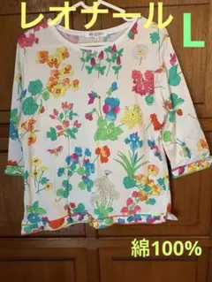 【LEONARD SPORT 】花柄 カットソー ホワイト L 綿100%のサムネイル