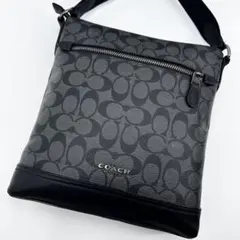 美品✨コーチ ショルダーバッグ シグネチャー PVC ロゴ金具 ブラック