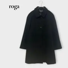 ロガ roga レナウンルック ウール ロングコート L相当 ブラック シンプル