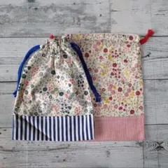 ハンドメイド　巾着袋　小　２枚セット/　2