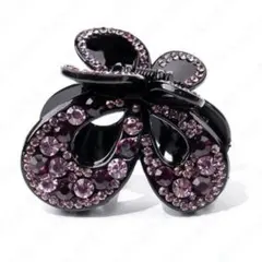 蝶の形 ヘアクリップ 黒と紫