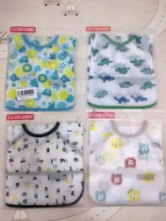 【新品未使用】離乳食エプロン 長袖3枚・半袖1枚セット