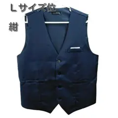 新品/匿名/メンズスーツベスト ジレ 尾錠付テーラード イベント ビジネスL位紺
