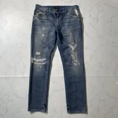 OKARA【ダメージ加工美品】ドルチェ&ガッバーナメタルプレートロゴデニム OKARA【ダメージ加工美品】ドルチェ&ガッバーナメタルプレートロゴ