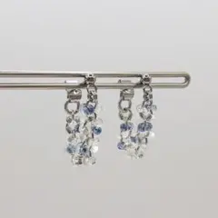 し*ん様 スワロフスキー ラグーンフープピアス シルバー - メルカリ