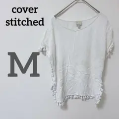 cover stitched 【M】ホワイト Tシャツ 半袖 白 カットソー