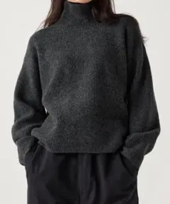 ユニクロ スフレヤーンハイネックセーター ダークグレー 3XL