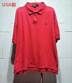 【アメリカ製】Polo by Ralph Lauren レッド ポロシャツ L