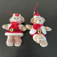 ダッフィー シェリーメイ クリスマス　ぬいぐるみバッジ