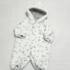 美品　西松屋　雪の結晶　ふわふわ　フリース　ロンパース　50-70㎝