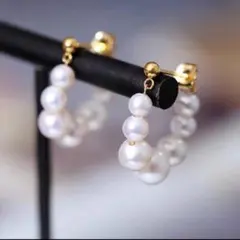 パールピアス　パールフープピアス　ピアス　韓国　アクセサリー　結婚式　二次会