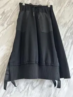 フレアスカート ブラック ナイロン混紡