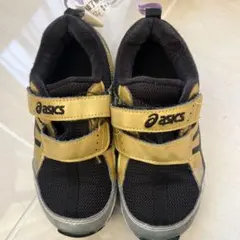 18センチ　asics ゴールド ブラック スニーカー