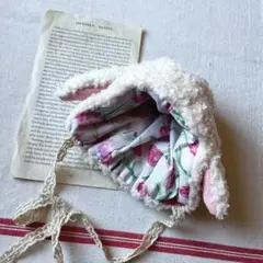 うさぎボンネット　ブライスアウトフィット　ハンドメイド　うさ耳帽子　着せ替え服