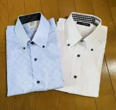 メンズ 半袖ミッキー・無地チェックワイシャツ 39【２枚セット】【まとめ売り】