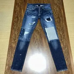 極美品　AKM 限定　ストレッチ　パッチワークリメイク　デニムパンツ　Sのサムネイル