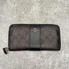 コーチ F54630 シグネチャー ラウンドファスナー 長財布 ブラウン
