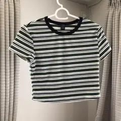 shein  シーイン  トップス　ボーダー　ショート丈