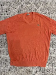 LACOSTE Vネック ニット セーター オレンジ