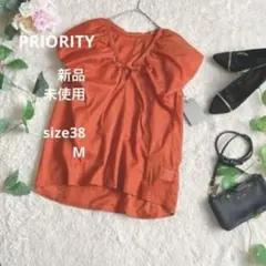 新品☆PRIORITY 緋色 リボン付き ふんわり上質コットンボイルのサムネイル
