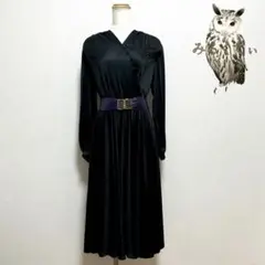 黒　とろみ素材　ヴィンテージワンピース