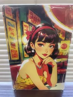 昭和風 少女画像 ブリキ看板 レトロ アンティーク 壁掛け
