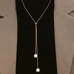 ロングネックレス　パール　フォーマル　シンプル　オールシーズン