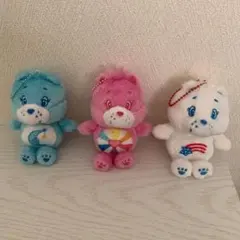 ケアベア ぬいぐるみ 青 ピンク 白　3体セット