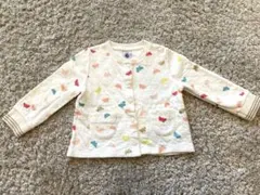 プチバトー　キルティング　蝶柄　ホワイトカーディガン 81cm 18m