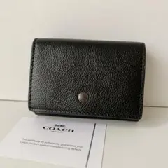 【COACH】コーチ　三つ折り財布　オリガミ　レザー　ブラック　黒　新品のサムネイル