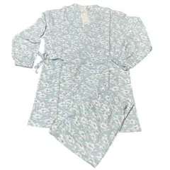 【M】Madame fit マダムフィット 花柄 長袖 パジャマ 寝巻き ブルー