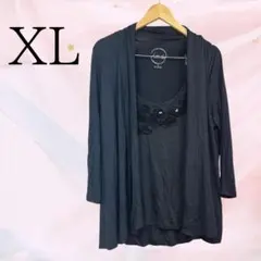 INTERNATIONAL CONCEPTS フラワー装飾 XL カーディガン