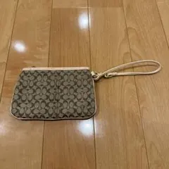 Coach ベージュ ポーチ ストラップ付き
