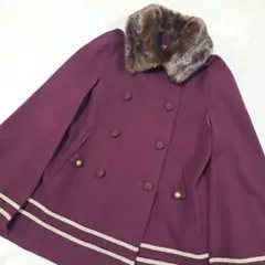【極美品】アクシーズファム　ワインレッド ダブルブレスト ポンチョ　マント　外套