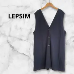 LEPSIM★Vネックベスト　2WAY　ゆったり　ポケット　スナップボタン　黒