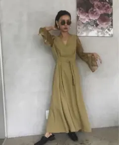 AMERI VINTAGE☆LACE SLEEVE REFINED DRESS