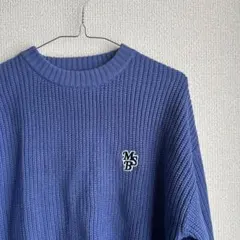 MSB リブ編み長袖セーター 青 ニット m