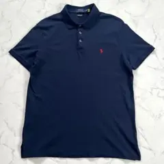 ラルフローレン 現行QRタグ ストレッチメッシュポロシャツ ネイビー L