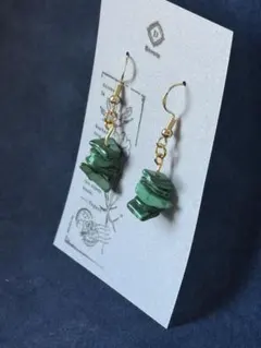 マラカイト 原石 ピアス ハンドメイド 002 原石 鉱石 天然石