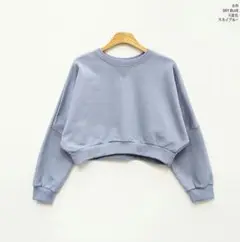 CHUU チュー クロップド ラグラントレーナー スウェット スカイブルー