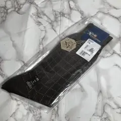 未使用　Aquascutum　（25㌢）　カシミヤ混格子チェックくつ下　茶のサムネイル