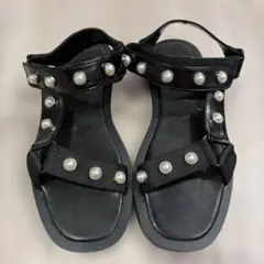 完売品 ZARA ブラック パール サンダル 36