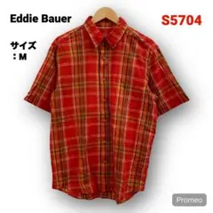 即購入OK】Eddie Bauer リネンタッチ 半袖シャツ サイズM チェック