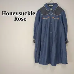 ハニーサックルローズ チュニック ワンピ デニム風生地 七分袖 大人可愛い